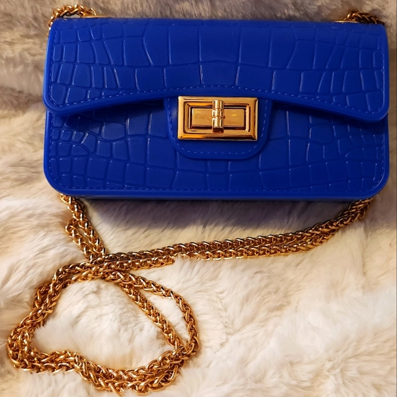 [NWOT] Cobalt Blue PVC Crossbody/Shoulder Bag - Picture 1 of 7